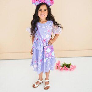 Disney Isabella from Encanto Floral Purple Dress with Sheer Sleeves